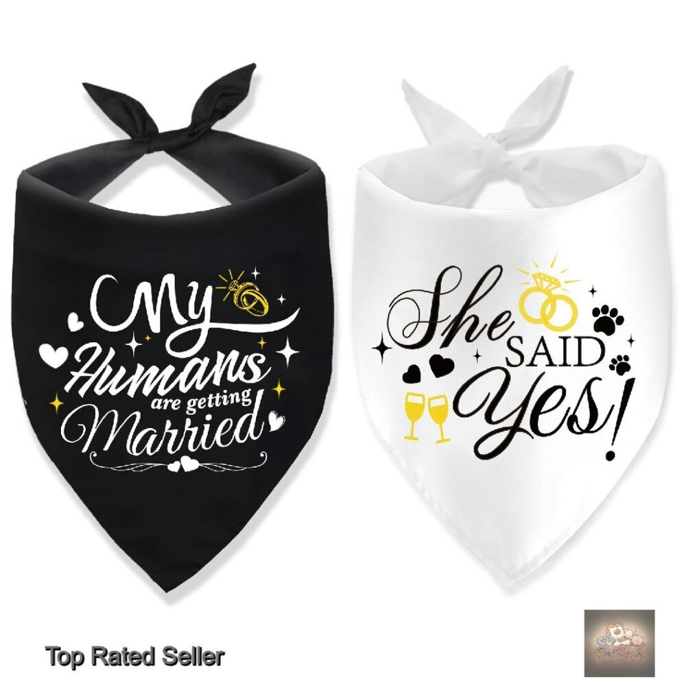 Dog Wedding Bandanas Engagement Announcement Pet Outfits Adjustable Cotton